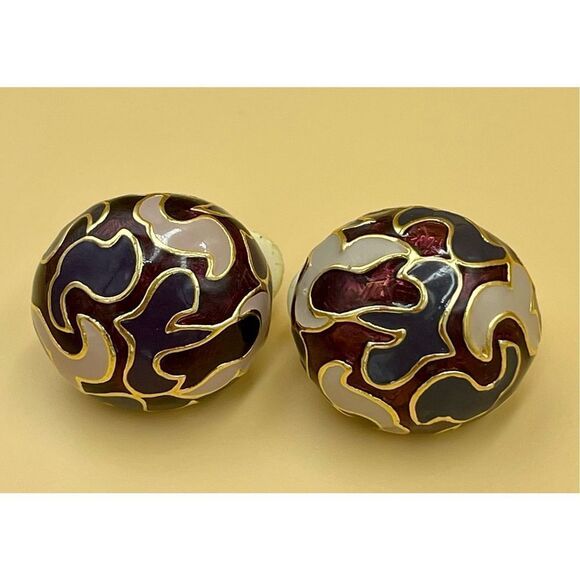 Vintage Jewelry - Vintage Clip On Purple Earrings 80s